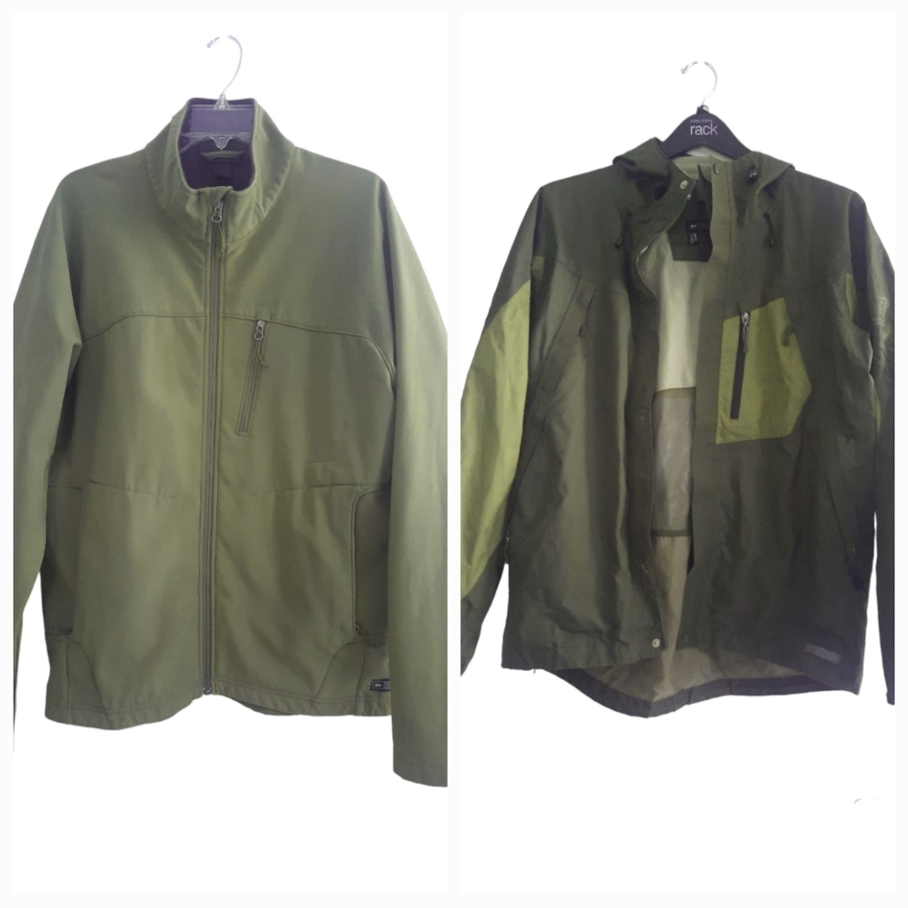2 REI jackets: medium-weight fleece lined jacket and light-weight windbreaker